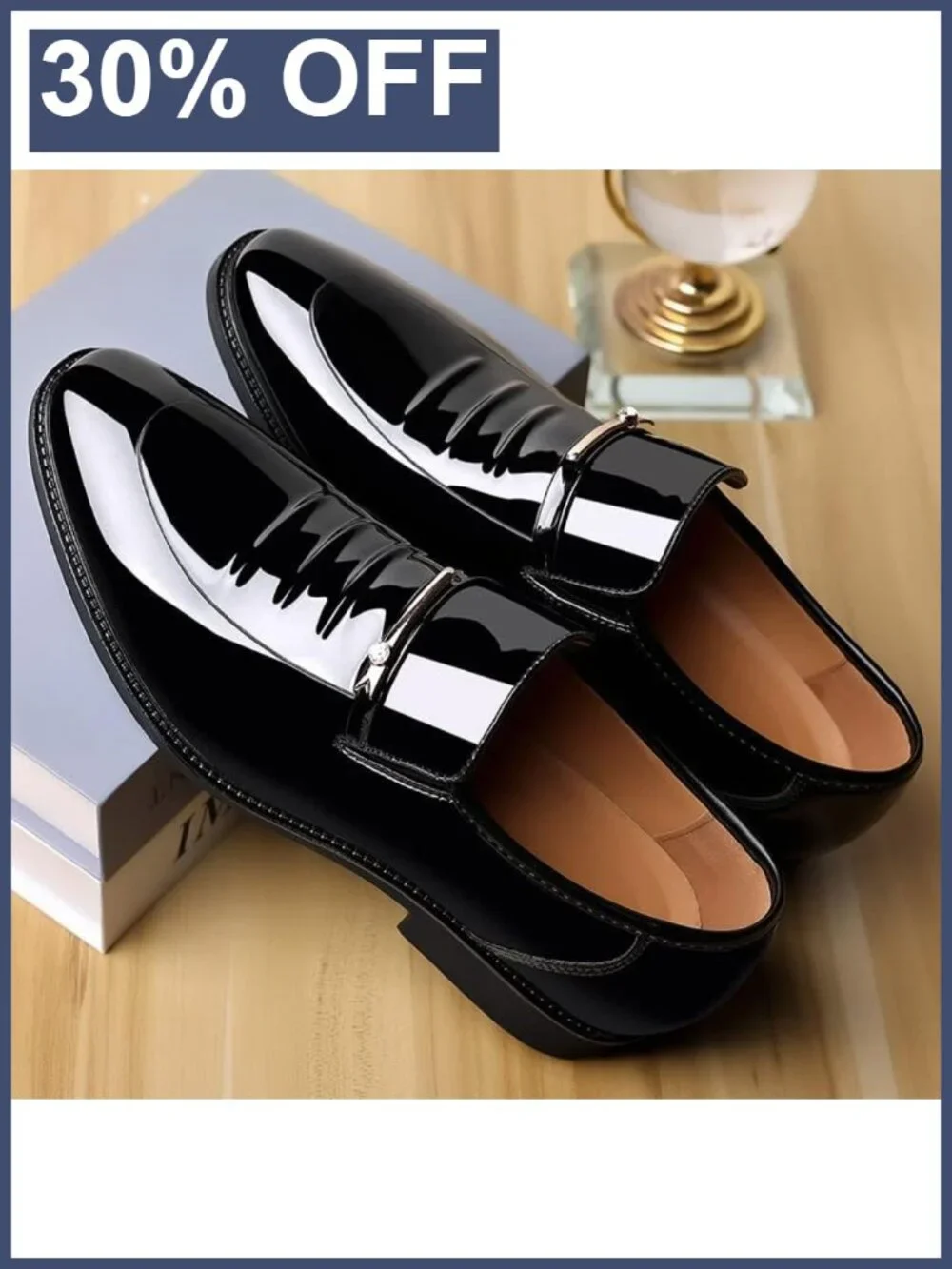 Faux Patent Leather Oxford Dress Shoes Men's Formal Derby Lace-up